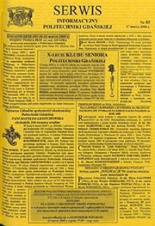 Serwis informacyjny Politechniki Gdańskiej, Nr 85, dnia: 17.03.2000