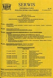 Serwis informacyjny Politechniki Gdańskiej, Nr 94, dnia: 27.09.2001