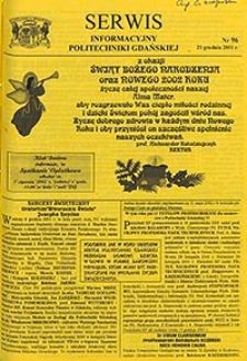 Serwis informacyjny Politechniki Gdańskiej, Nr 96, dnia: 21.12.2001