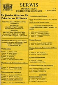Serwis informacyjny Politechniki Gdańskiej, Nr 97, dnia: 9.01.2002
