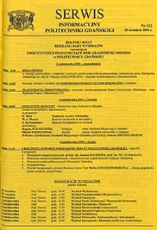 Serwis informacyjny Politechniki Gdańskiej, Nr 112, dnia: 28.09.2005
