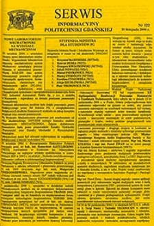 Serwis informacyjny Politechniki Gdańskiej, Nr 122, dnia: 20.11.2006