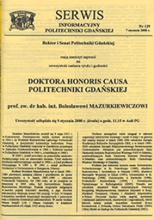 Serwis informacyjny Politechniki Gdańskiej, Nr 129, dnia: 7.01.2008