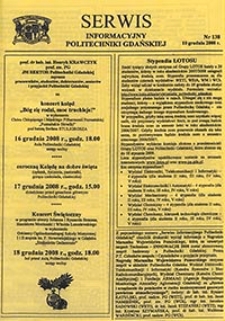 Serwis informacyjny Politechniki Gdańskiej, Nr 138, dnia: 10.12.2008
