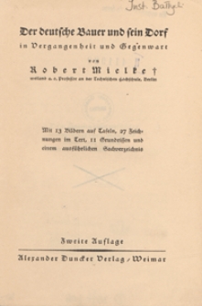 Der deutsche Bauer und sein Dorf in Vergangenheit und Gegenwart