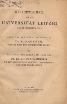 Rektorwechsel an der Universit&auml;t Leipzig am 31. Oktober 1919
