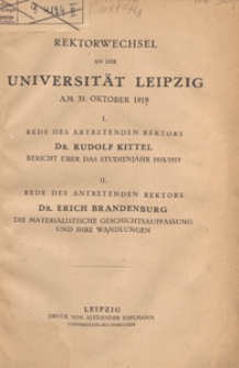 Rektorwechsel an der Universität Leipzig am 31. Oktober 1919