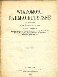 Wiadomości Farmaceutyczne 1876, t. 3, nr 1-12