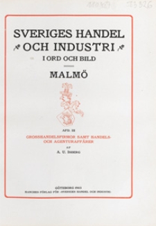 Malmö. Afd. 3, Grosshandelsfirmor samt handels- och agenturaffärer