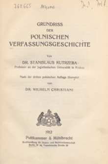 Grundriss der polnischen Verfassungsgeschichte