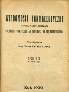 Wiadomości Farmaceutyczne 1930, t. 57, nr 1-52