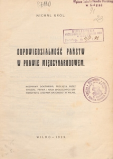 Odpowiedzialność państw w prawie międzynarodowem