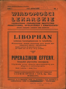 Wiadomości Lekarskie 1928, R.1, nr 1,2,5,6