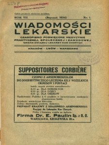 Wiadomości Lekarskie 1934, R. 7, nr 1, 3-6, pażdziernik, grudzień
