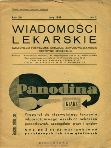 Wiadomości Lekarskie 1939, R. 12, nr 2, 3, 6
