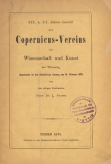 Jahresbericht des Coppernicus-Vereins für Wissenschaft und Kunst : abgestattet in der öffentlichen Sitzung des Vereins am 19. Februar 1874