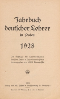 Jahrbuch Deutscher Lehrer in Polen : im Auftrage des Landesverbandes Deutscher Lehrer und Lehrerinnen in Polen