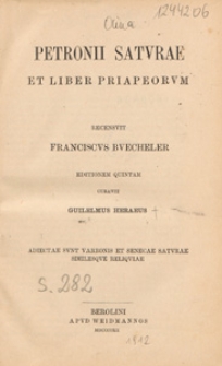 Petronii Saturae et Liber priapeorum
