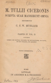 M. Tulli Ciceronis scripta quae manserunt omnia. Ps. 4, Vol. 2