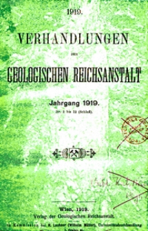 Verhandlungen der Geologischen Bundesanstalt Jg. 1919 Nr 1-12