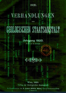 Verhandlungen der Geologischen Bundesanstalt Jg. 1920 Nr 1-12