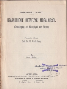 Uzasadnienie metafizyki moralności