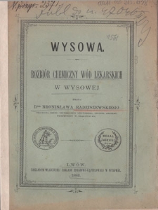 Wysowa : rozbiór chemiczny wód lekarskich w Wysowéj