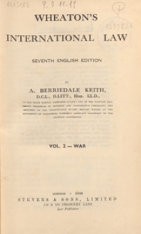 Wheaton's international law. Vol. 2, War