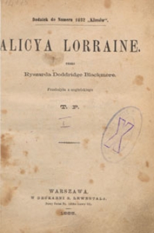 Alicya Lorraine. [T. 1]