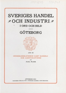 Göteborg. Afd. 3, Grosshandelsfirmor samt handels- och agenturaffärer