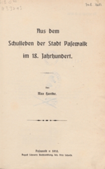 Aus dem Schulleben der Stadt Pasewalk im 18. Jahrhundert