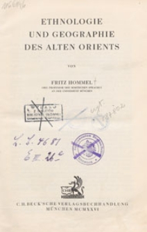 Ethnologie und Geographie des alten Orients