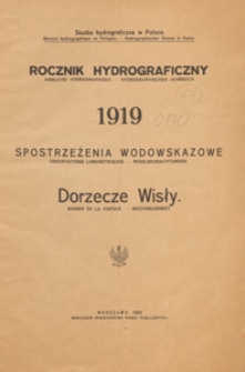 Rocznik Hydrograficzny : spostrzeżenia wodowskazowe. Dorzecze Wisły