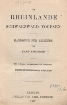 Die Rheinlande, Schwarzwald, Vogesen : Handbuch für Reisende