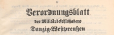 Verordnungsblatt des Militärbefehlshabers Danzig-Westpreussen, 1939.09.18 nr 1