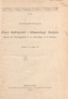 Zarys hydrografii i klimatologii Bałtyku = Aperçu sur l'hydrographie et la climatologie de la Baltique