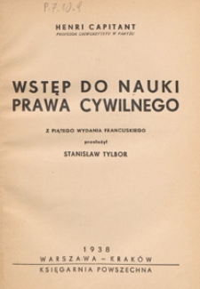 Wstęp do nauki prawa cywilnego