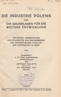 Die Industrie Polens und die Grundlagen für die weitere Entwicklung