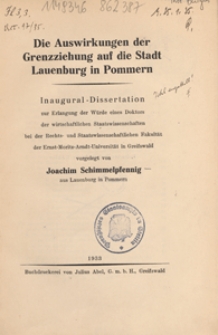 Die Auswirkungen der Grenzziehung auf die Stadt Lauenburg in Pommern
