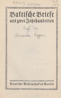 Baltische Briefe aus zwei Jahrhunderten