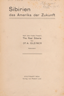 Sibirien das Amerika der Zukunft