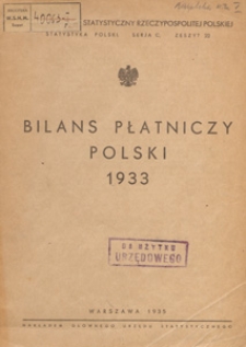 Bilans Płatniczy Polski za Rok 1933