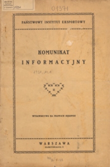 Komunikat Informacyjny Nr 1 (160) z Dnia 4? stycz. 1931