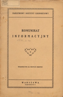 Komunikat Informacyjny Nr 40 (147) z Dnia 3 paźdz. 1930