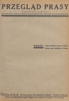 Przegląd Prasy : biuletyn tygodniowy Wydziału Prasowego Ministerstwa Spraw Zagranicznych, 1934 tom 2 zesz. 10