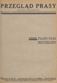 Przegląd Prasy : biuletyn tygodniowy Wydziału Prasowego Ministerstwa Spraw Zagranicznych, 1934 tom 2 zesz. 16