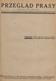 Przegląd Prasy : biuletyn tygodniowy Wydziału Prasowego Ministerstwa Spraw Zagranicznych, 1934 tom 2 zesz. 18