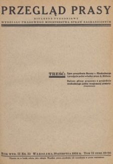 Przegląd Prasy : biuletyn tygodniowy Wydziału Prasowego Ministerstwa Spraw Zagranicznych, 1934 tom 2 zesz. 19-20