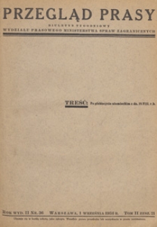 Przegląd Prasy : biuletyn tygodniowy Wydziału Prasowego Ministerstwa Spraw Zagranicznych, 1934 tom 2 zesz. 21