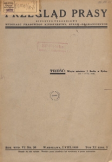 Przegląd Prasy : biuletyn tygodniowy Wydziału Prasowego Ministerstwa Spraw Zagranicznych, 1938 tom 11 zesz. 3